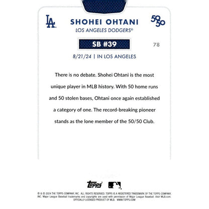 50/50 LIMITED EDITION! Shohei Ohtani MLB LA Dodgers 2024 TOPPS NOW Season #SB 21
