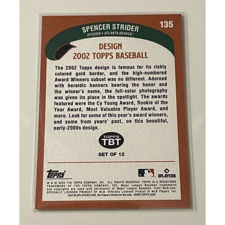 2023 Topps Throwback Thursday Spencer Strider Atlanta Braves baseball card #135 pitcher