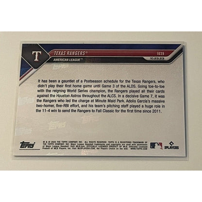 Texas Rangers - 2023 MLB TOPPS NOW Card 1039 - Blue Parallel 5/49 - ALCS CHAMPS*