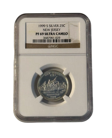 1999‑S Silver New Jersey State Quarter, graded PF 69 Ultra Cameo (UCAM) - by NGC