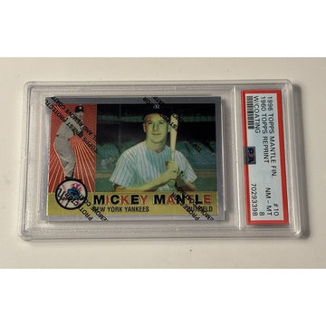 1996 Topps Mickey Mantle Reprints Finest Series Refractor Baseball Card 10 PSA 8