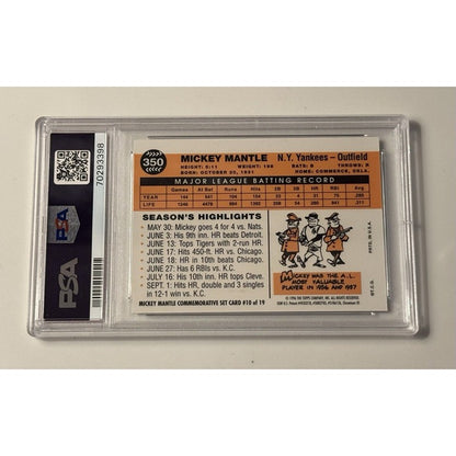 1996 Topps Mickey Mantle Reprints Finest Series Refractor Baseball Card 10 PSA 8