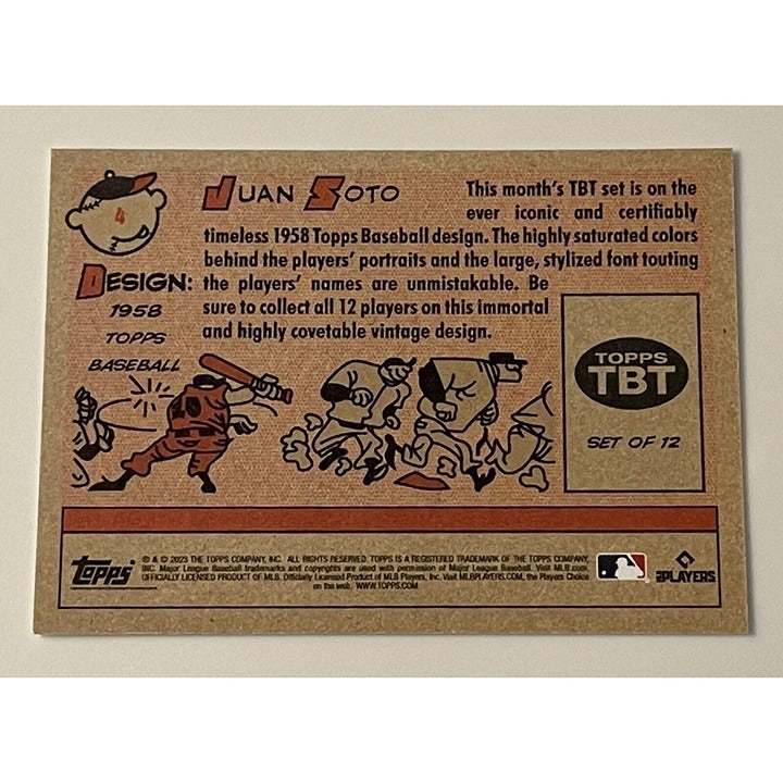 Juan Soto 2023 TBT 1958 TOPPS San Diego Padres baseball card outfield player