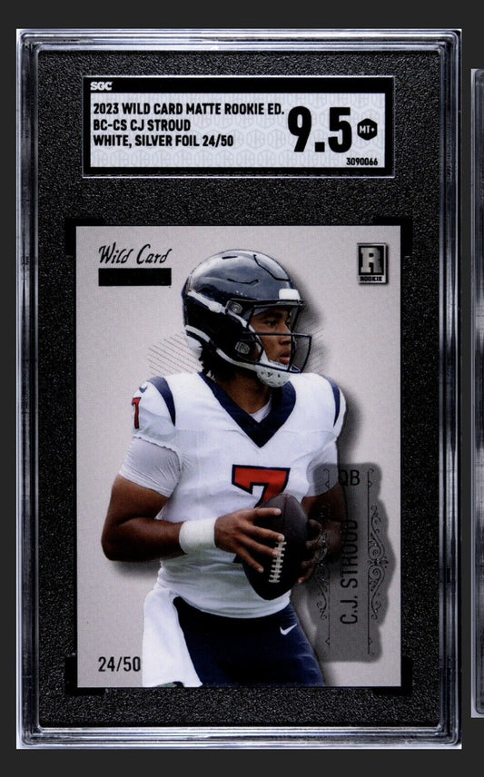 24/50 CJ Stroud RC 2023 Wild Card MATTE Special White Silver Foil Texans SGC 9.5