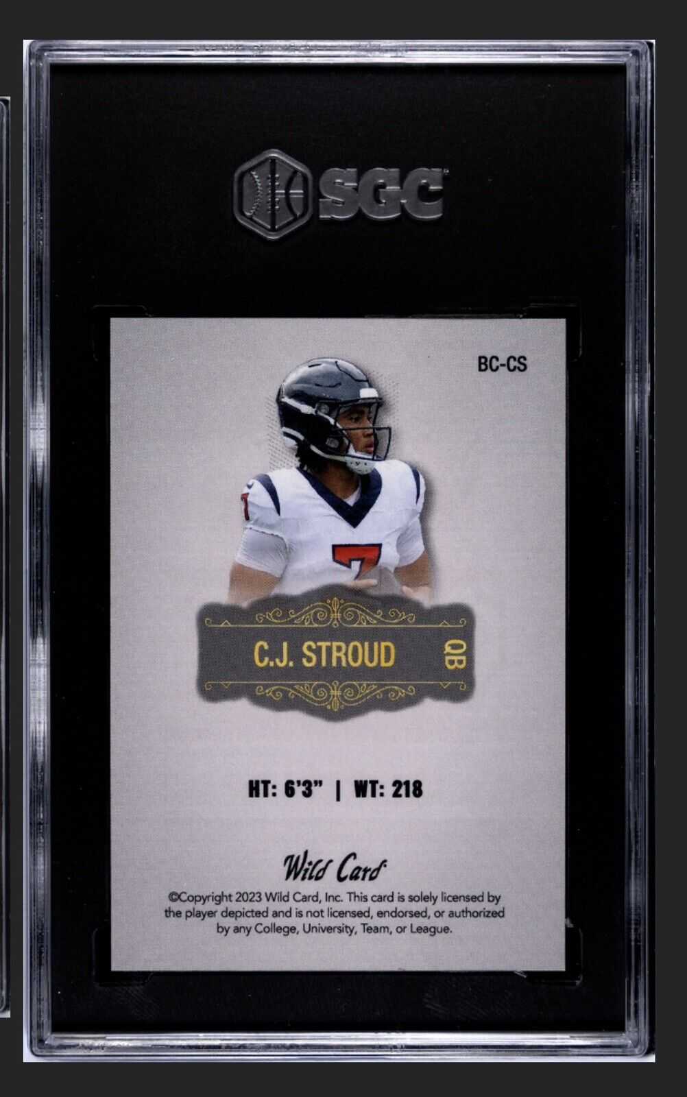 24/50 CJ Stroud RC 2023 Wild Card Matte Special White Silver Foil Texans SGC 9.5 football rookie card