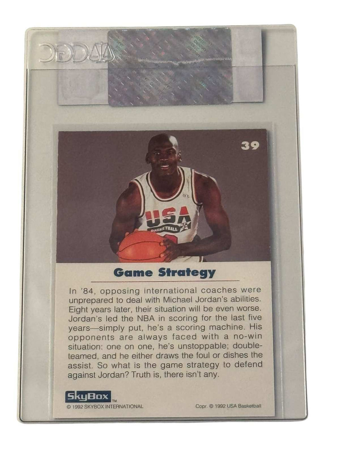 1992 SkyBox USA Michael Jordan Game Strategy card #39 CGC Certified Authentic in tamper evident sleeve
