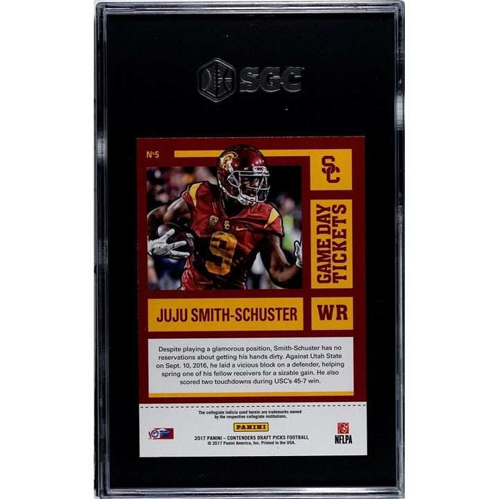JuJu Smith-Schuster 2017 Panini Contenders Draft Picks graded SGC 10 football card with USC Trojans design
