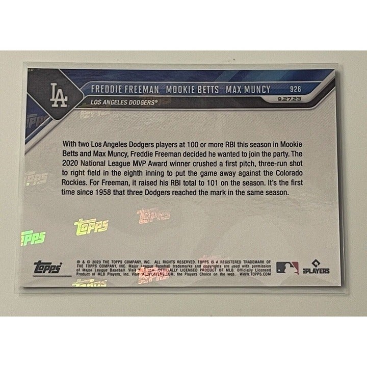 2023 TOPPS NOW MLB CARD LA DODGERS FREEMAN MUNCY BETTS #926 - TRIO w/ 100+ RBIs*