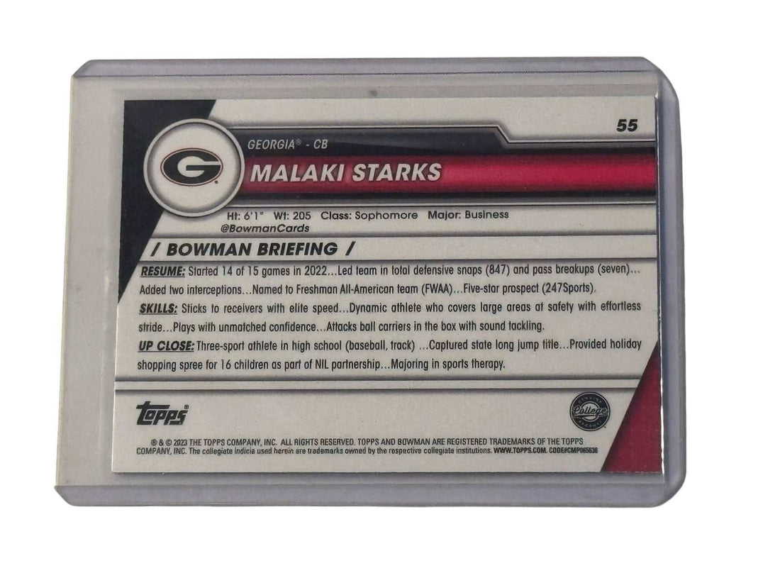 Malaki Starks RC 1st Bowman Chrome football card Georgia Bulldogs defensive back SEC champion