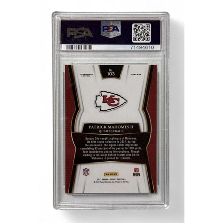 2017 Panini Select Silver Prizm Patrick Mahomes II RC* 103 NFL KC Chiefs - PSA 9