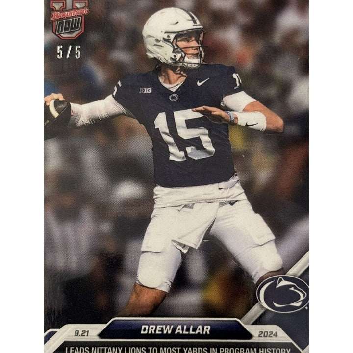 5/5 Drew Allar RC Penn State Lions 2024 Bowman U Topps Now Rookie football card #15 limited edition