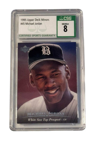 1995 Upper Deck Minors Michael Jordan #45 Birmingham Barons baseball card graded CSG 8 in protective slab