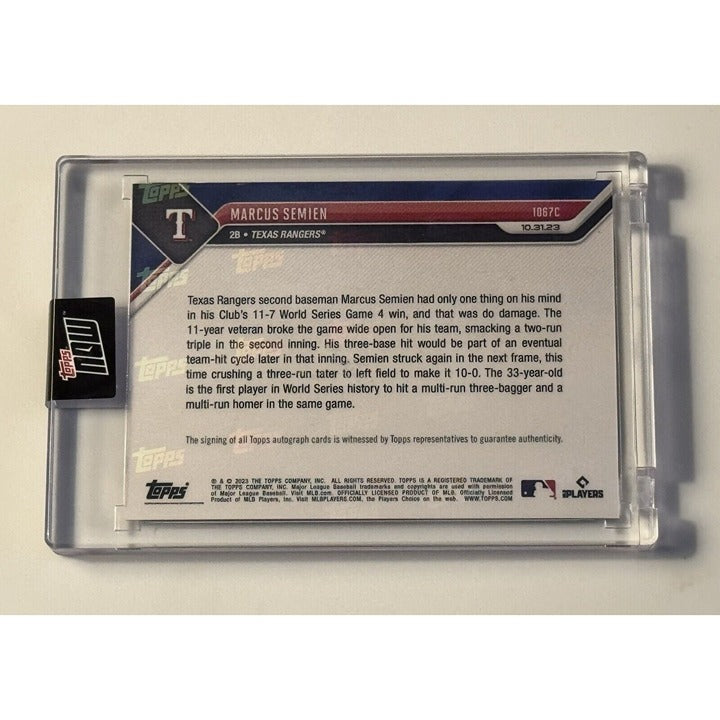 10/25* Marcus Semien* AUTO World Series Champs Rangers 2023 MLB TOPPS NOW® #1067