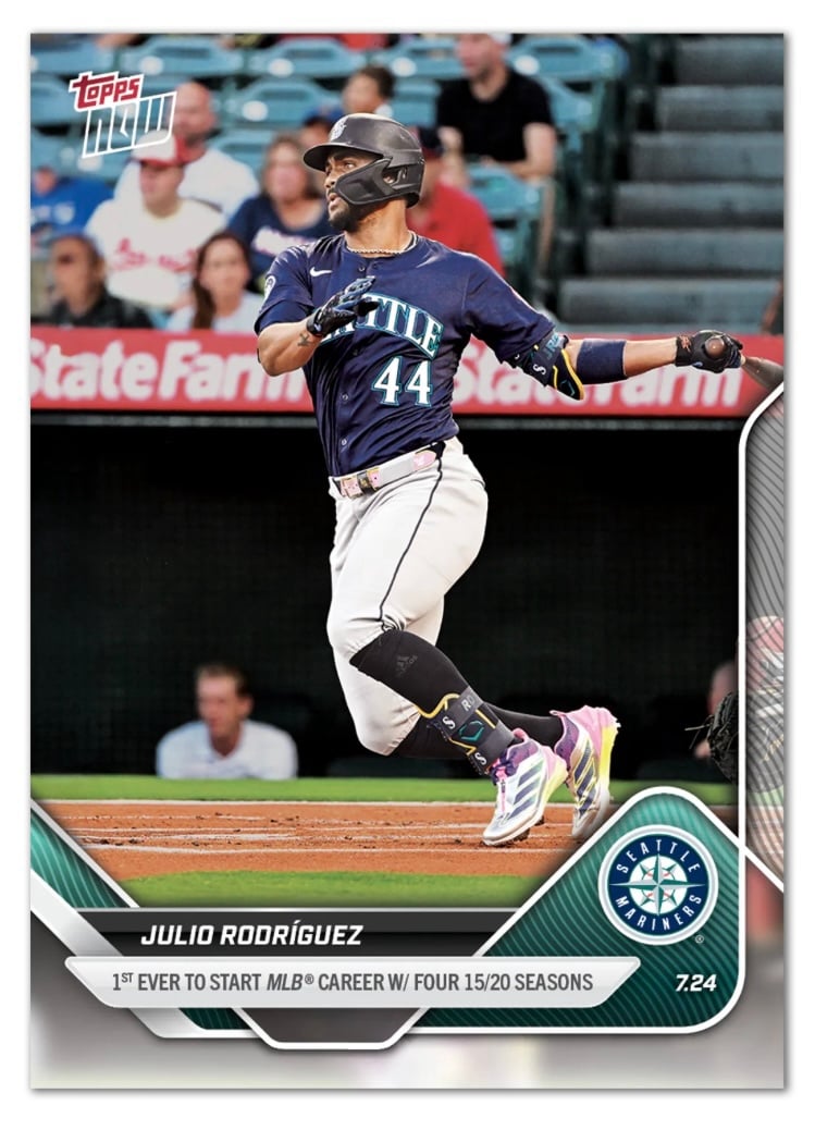 Julio Rodríguez 2025 Topps NOW - 1st EVER START MLB CAREER W/ Four 15/20 SEASONS