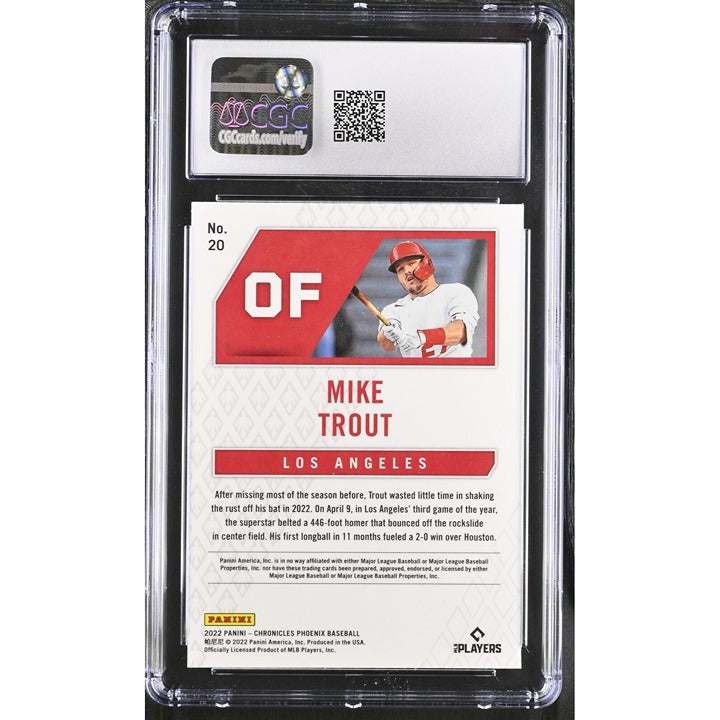 2022 Mike Trout Chronicles Phoenix Pulsar Pink refractor baseball card CGC 10 Gem Mint