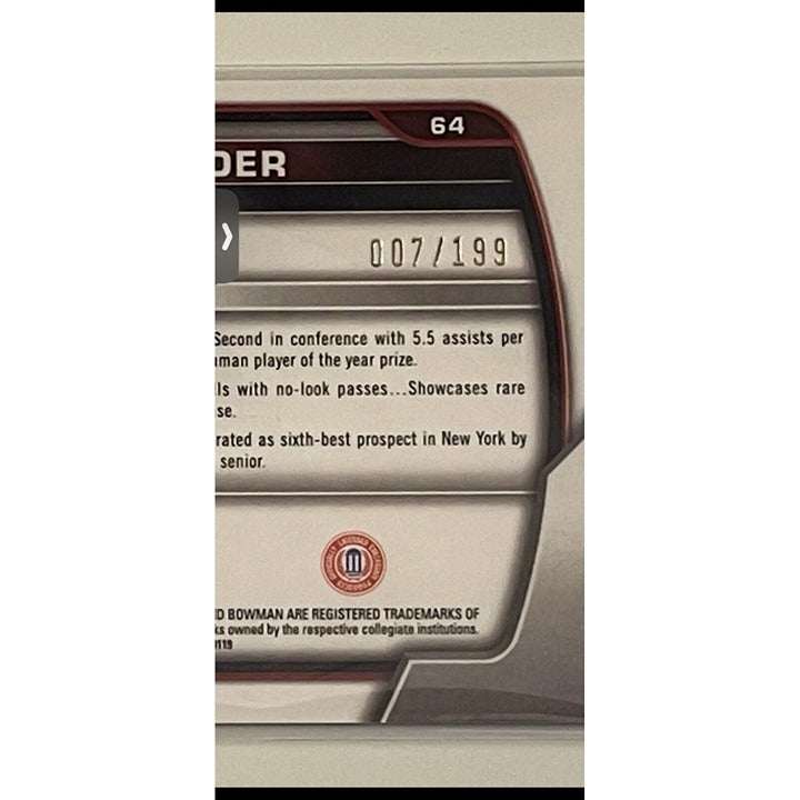 2022-23 Bowman University Chrome Posh Alexander rookie card Purple Shimmer 7/199 basketball trading card