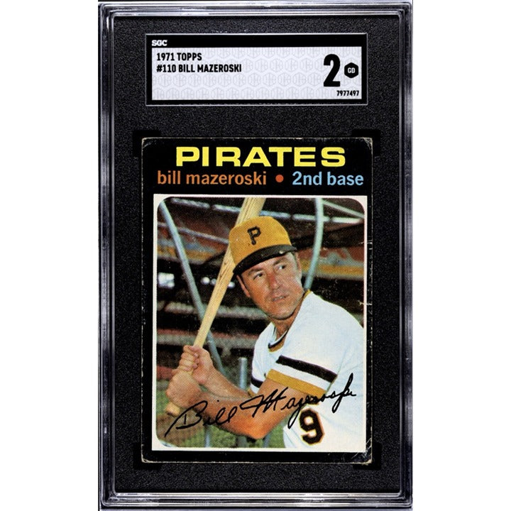 1971 Topps BILL MAZEROSKI Pittsburgh Pirates Baseball Card #110 NEW - SLAB SGC 2