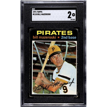 1971 Topps BILL MAZEROSKI Pittsburgh Pirates Baseball Card #110 NEW - SLAB SGC 2