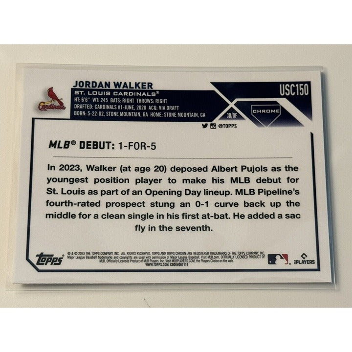 Jordan Walker RC 2023 Topps Chrome Update Rookie Debut Refractor - MLB Cardinals