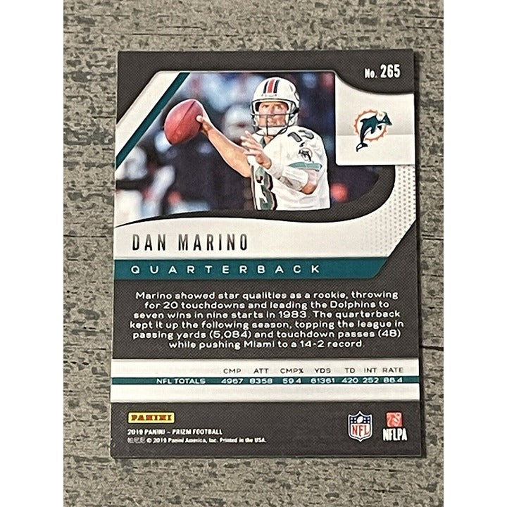 2019 Panini Silver Prizm Dan Marino Football Card #265 - Miami Dolphins Pitt HOF