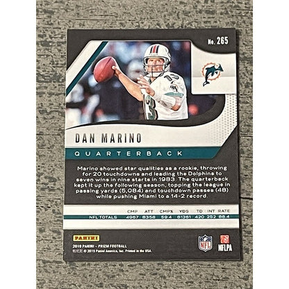 2019 Panini Silver Prizm Dan Marino Football Card #265 - Miami Dolphins Pitt HOF