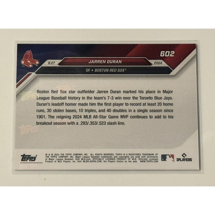 2/5* Jarren Duran 2024 Topps Now MLB Boston Red Sox 1st Since 1901 Baseball #602