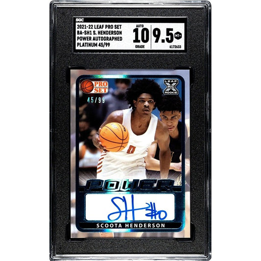 2021-22 Leaf Pro Set Scoota Henderson /99 RC Auto Platinum Power BA-SH1 SGC 9.5*