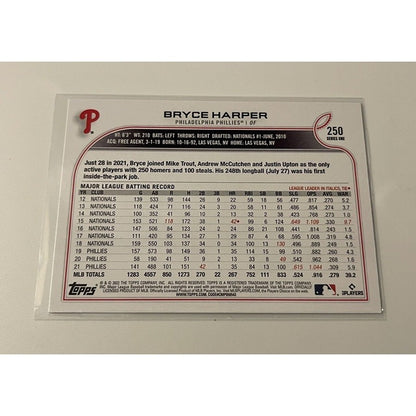 2022 Topps Series 2 Bryce Harper MLB NL Philadelphia Phillies Baseball Card 250
