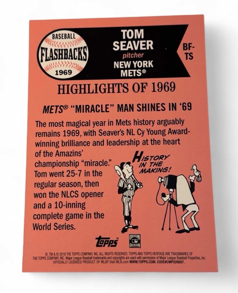 Topps Heritage Tom Seaver FB 2018 oversized 1969 New York Mets baseball card