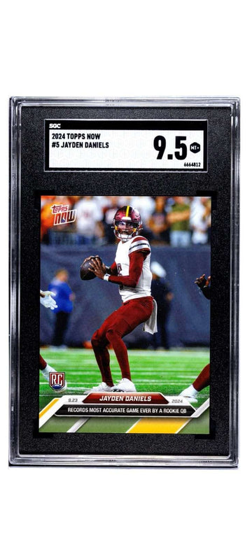 Jayden Daniels RC NFL Commanders 2024 Topps NOW Rookie Card graded SGC 9.5 near mint plus