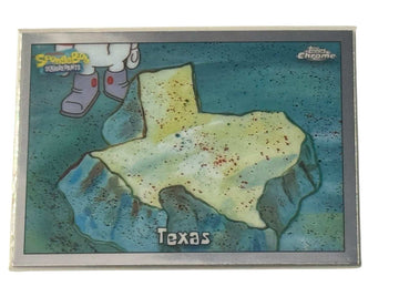 2025 Topps Chrome SpongeBob 25th Anniversary trading card featuring Texas map near mint condition