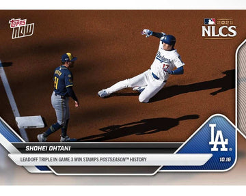 Shohei Ohtani 2025 Topps NOW NLCS Game 3 leadoff triple card Los Angeles Dodgers