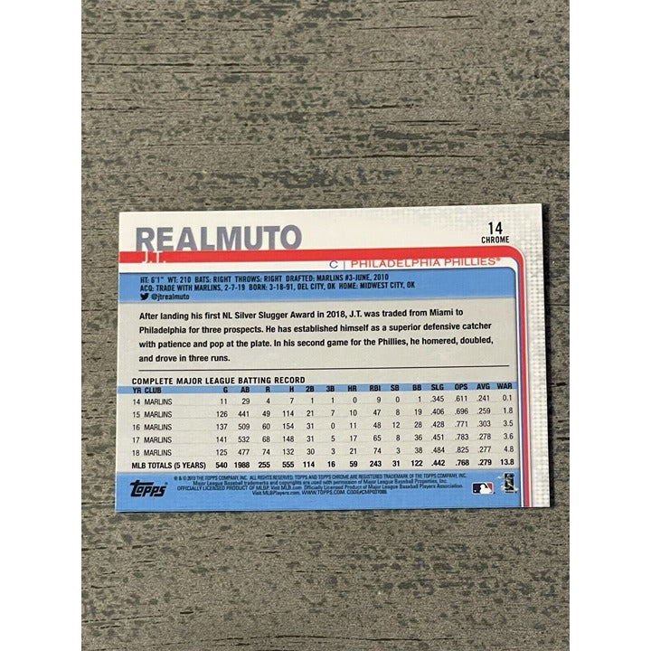 2019 Topps Chrome Update J.T. REALMUTO  CARD #14 MLB Philadelphia Phillies MINT!