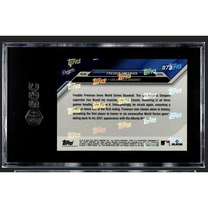 2024 Topps Now Freddie Freeman MLB record 6th straight World Series game with home run card SGC 10 Los Angeles Dodgers collectible