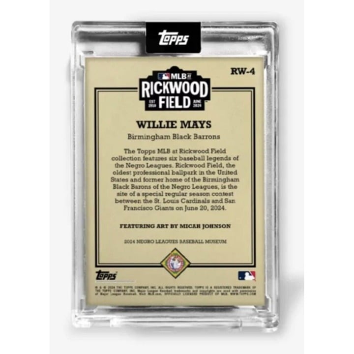 Willie Mays* - Limited MLB 2024 TOPPS Rickwood Negro League Collection Card RW-4