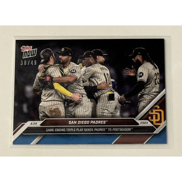 38/49* San Diego Padres Triple Play To Postseason 2024 MLB TOPPS NOW #747 READY!