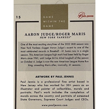 2022 Topps NOW Game Within Game #15 Aaron Judge/Roger Maris NY Yankees ALL RISE!