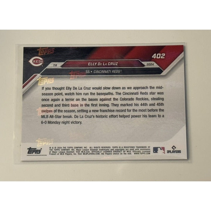 Elly De La Cruz RC* - 2024 MLB TOPPS NOW® Card 402 - MLB REDS SB RECORD BREAKER*