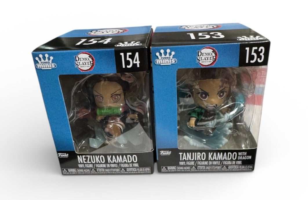 Funko Stunning MINIs Demon Slayer Nezuko Kamado and Tanjiro Kamado vinyl figures in original boxes