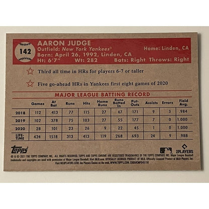2021 Topps Chrome Platinum Anniversary AARON JUDGE Prism Refractor #142 Yankees*