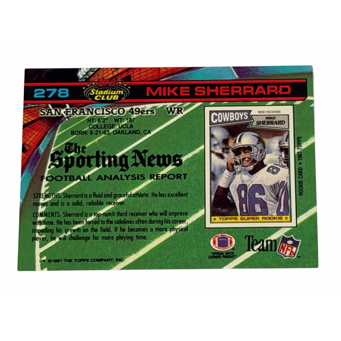 Vintage Mike Sherrard 1991 Topps Stadium Vintage Mike Sherrard 1991 Topps Stadium Club 278 NFL San Francisco 49ers