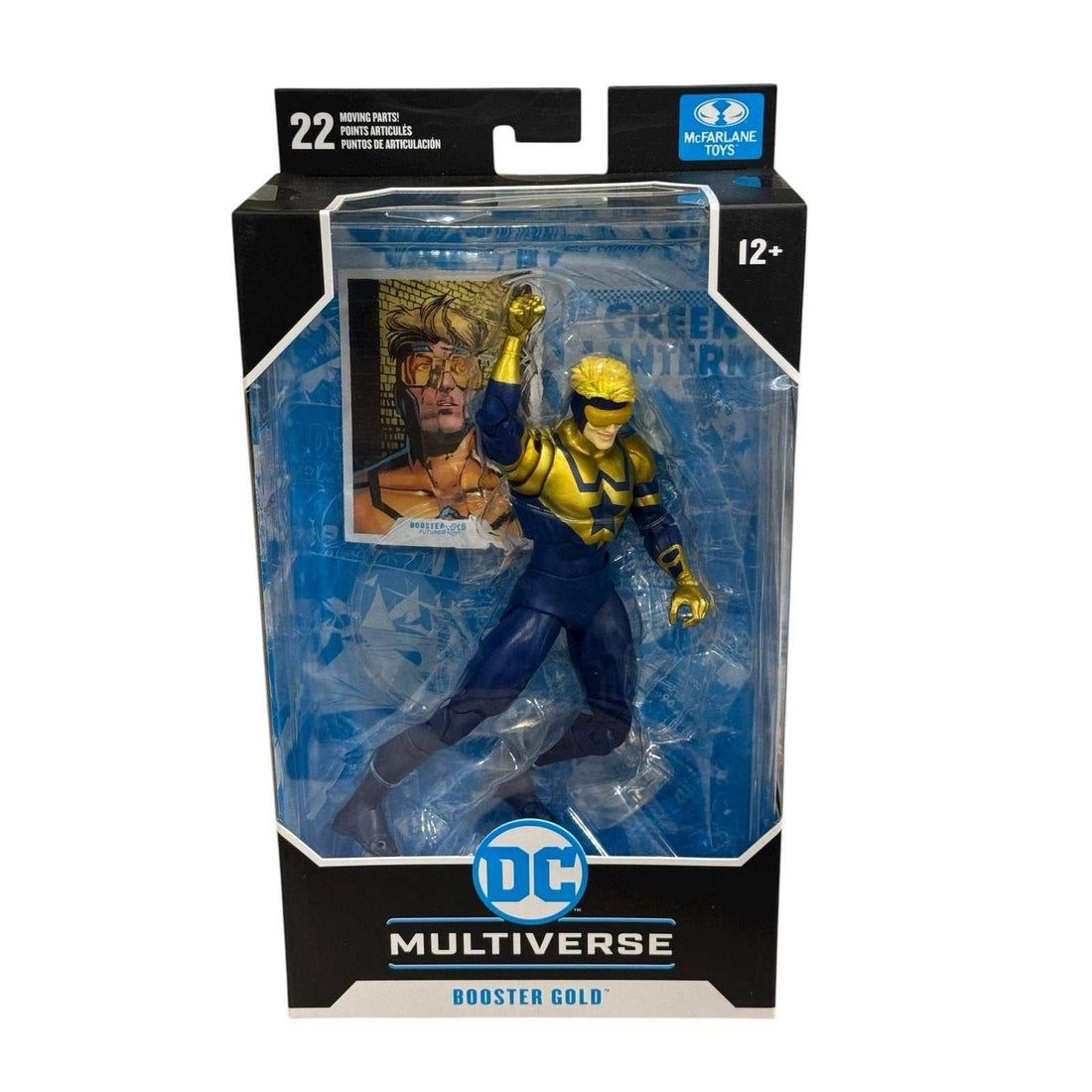New-sealed McFarlane DC Multiverse Booster Gold 7-inch action figure in gold and blue suit with 22 articulation points