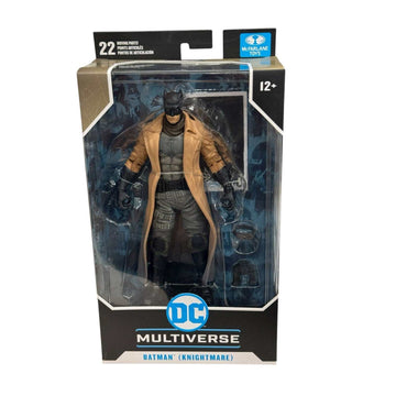 McFarlane DC Multiverse Batman Knightmare 7-inch action figure sealed in packaging with 22 points of articulation and removable goggles
