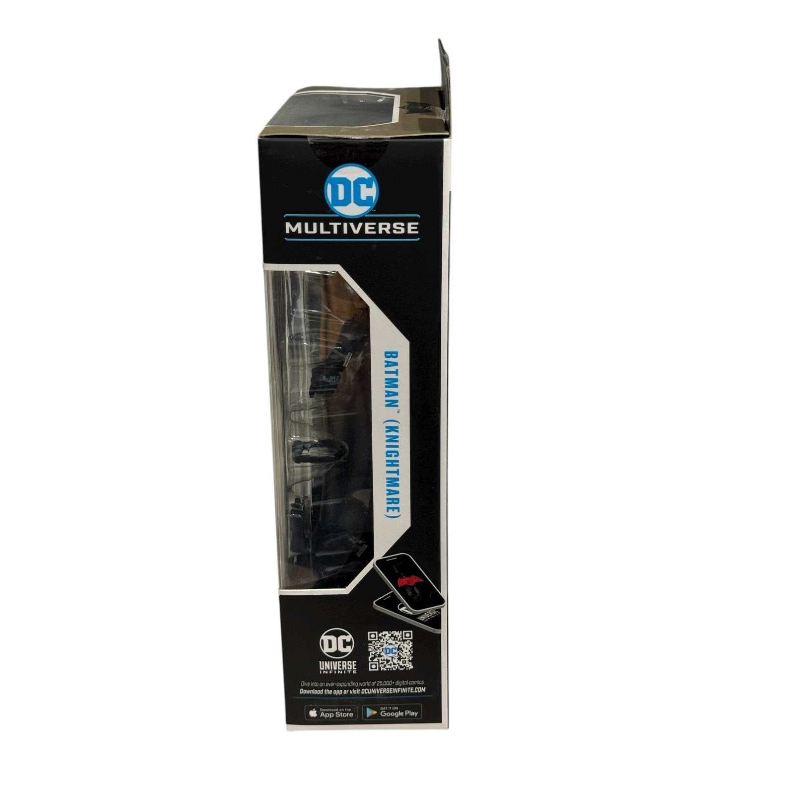 Sealed McFarlane DC Multiverse Batman Knightmare 7-inch action figure collectible packaging side view