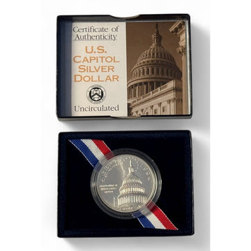 1994 U.S. Capitol Bicentennial $1 Silver Coin OGP Box COA - Uncirculated - 1 oz