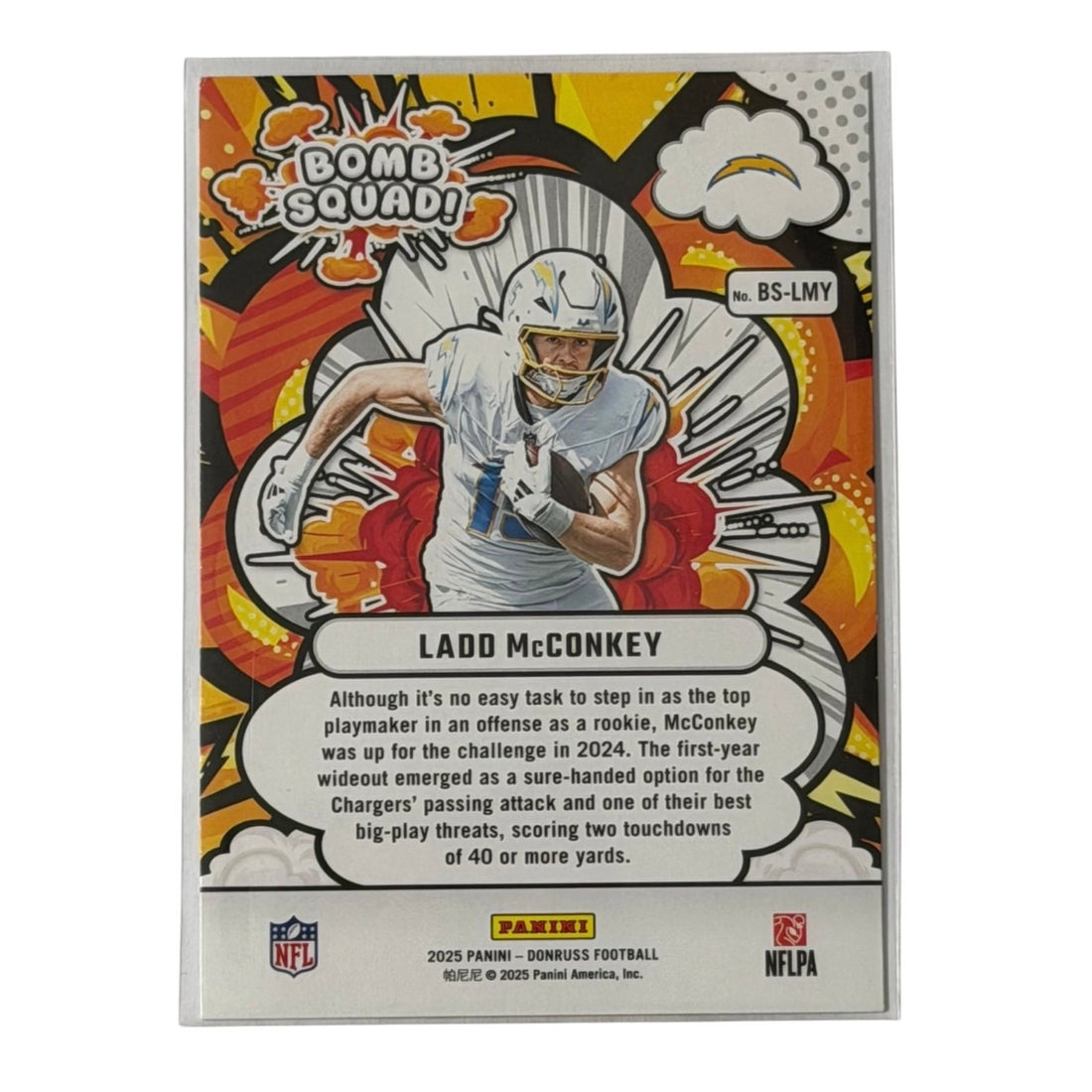 Ladd McConkey Donruss Ladd McConkey 2025 Donruss Bomb Squad BS-LMY NFL Chargers Insert NM