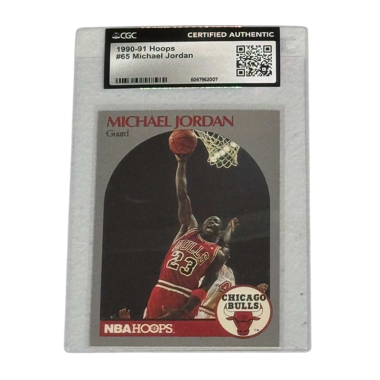 1990-91 Hoops Michael Jordan #65 NBA Chicago Bulls certified authentic basketball card in protective CGC case