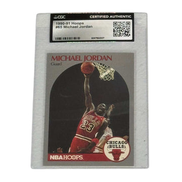1990-91 Hoops Michael Jordan #65 NBA Chicago Bulls certified authentic basketball card in protective CGC case