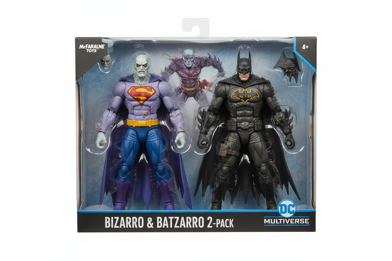 New-SEALED McFarlane DC Multiverse Bizarro / Batzarro 2-Pack 7"