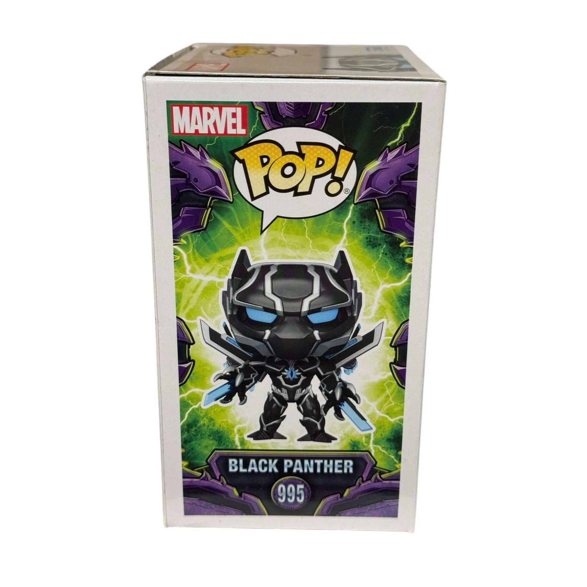 Funko Pop Marvel Mech Strike Monster Hunters Black Panther vinyl figure number 995 in original unopened box.